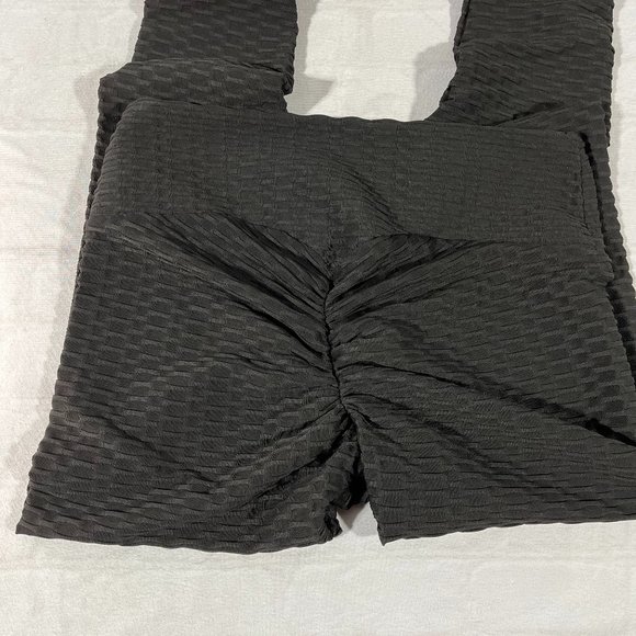 Women's Letsfit Black Anti-Cellulite Leggings with Scrunch Booty/Butt Size Large - Picture 4 of 5